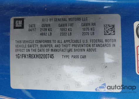 2017 Chevrolet Camaro Zl1 из США, поврежденный, VIN 1G1FK1R6XH0200745